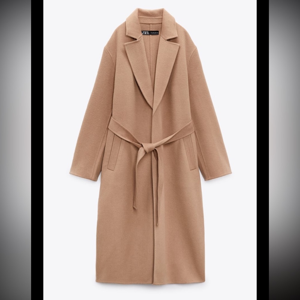 NWOT Zara belted wool blend coat